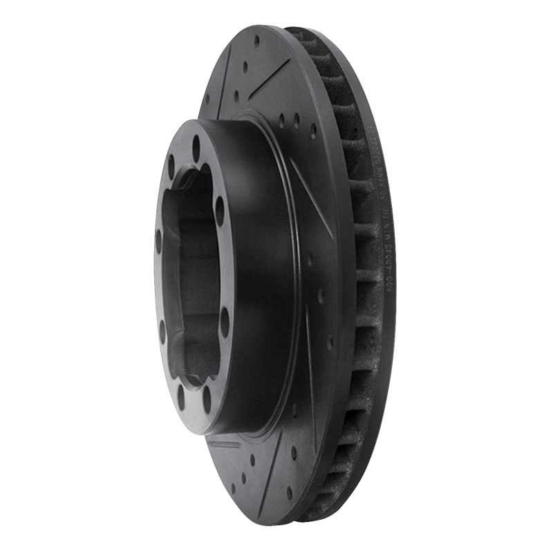 Chevrolet K2500 Brake Rotor (1) - Front Left - R1 Concepts - Drilled & Slotted - Black - `88-`00